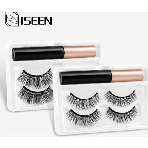 ISEEN 3D Mink Magnetic Eyelashes Natural False Eyelashes Magnetic Eyeliner Tweezers Set Fake Lashes Makeup Extension Faux Cils