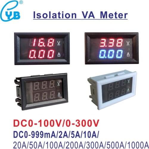 DC Isolated Voltmeter Ammeter DC 100V 300V Isolation Meter LED Digital Voltage Current Meter Electronic DC 10A 20A 50A 100A 200A