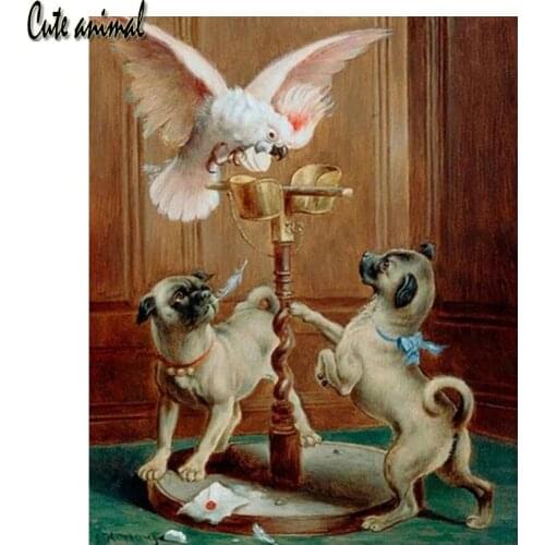 5d dog and parrot animal diamond painting picture full square diamond mosaic decoration rhinestone embroidery craft wall sticker