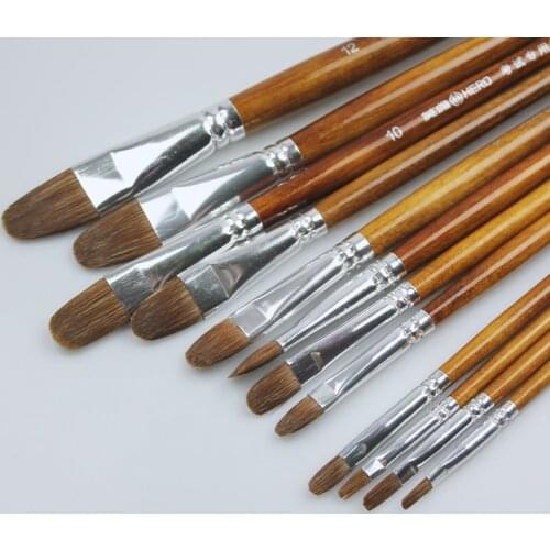 Hero Watercolor Gouache Paint Brushes Flat Head Set 6pcs Different Size Painting Brush Oil Acrylic Painting Brush Kit Supplies