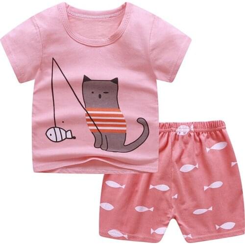 H938 New Summer Childrens Clothing Sets Cotton Outfit Baby Boys Shorts + Tshirts Clothes T-Shirts Kids Tops for Gir Clothing