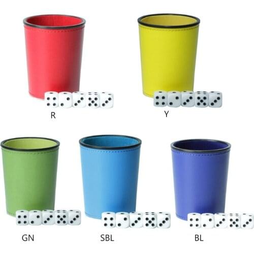 Leather PU Dice Cup Party Board Game Bar KTV Entertainment Dice Box with Dices