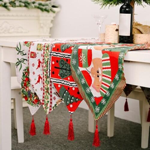 Creative Christmas Decorative Table Runner Creative Knitted Fabric Table Runner Tassel Christmas Restaurant Tablecloth Mats