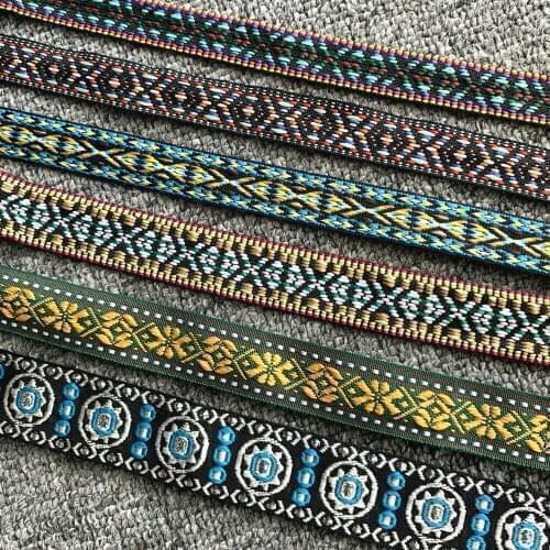5 YARD 2CM~3.2CM 1 Inch Handmade Embroidery Lace Woven Jacquard Ribbon Trims Geometric Design For Clothing Straps Accessory