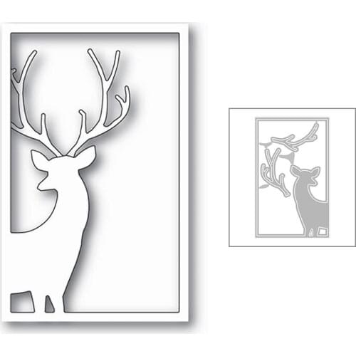 2020 New Christmas Animal Elk Metal Cutting Dies For Cut Paper Craft Making Rectangle Frame Background Card Album Scrapbooking