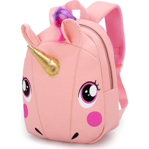 Cute Unicorn Toddler School Bag for Kids Anti-lost Kindergarten Cartoon 3D Unicorn Baby Child Small ulight Backpack Neoprene Bag
