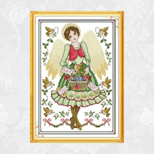 Angel Girl Patterns Cross Stitch Fabric 14CT 11CT DIY Handwork Embroidery kits Needlework Set Wholesale Home Decoration