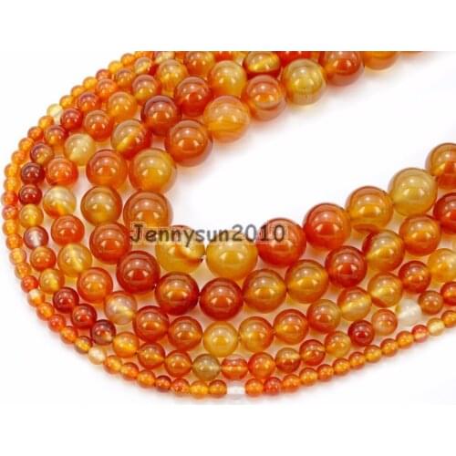 Natural Red Carnelian Ag-ate Gems Stones Round Spacer Loose Beads 15.5'' Strand for Jewelry Making Crafts 5 Strands/Pack