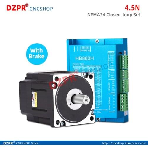NEMA34 Closed-loop stepper motor Hybrid servo Driver 8A with 3M 3meter cable 86mm Servo Motor with brake