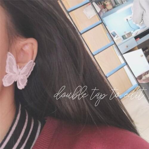 New Korea Design Lace Butterfly Earrings For Women Girls Fashion Black White Fairy Stud Ear Jewelry Party Gifts 2 pieces