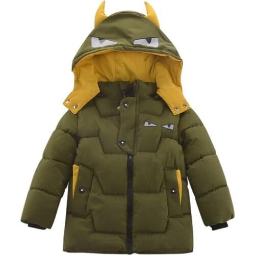 Baby boys winter warm jacket 1-5T little kids cotton padded hooded cartoon design coat infant toddler snowsuit children outwear