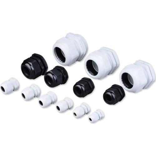 PG7 PG9 PG11 PG13.5 PG16 PG19 PG21 Wire Cable White Black Waterproof Nylon Plastic Cable Gland Connector