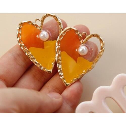 Color matching pigment pearls enclosed in Japanese epoxy earrings pendant diy jewelry accessories