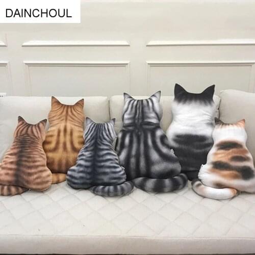 3D Strip Cat Shape Sofa Cushions Pillow Back Shadow Comfortable Home Cushion Animal Filled Cushion Kids Cute Gift Plush Toys