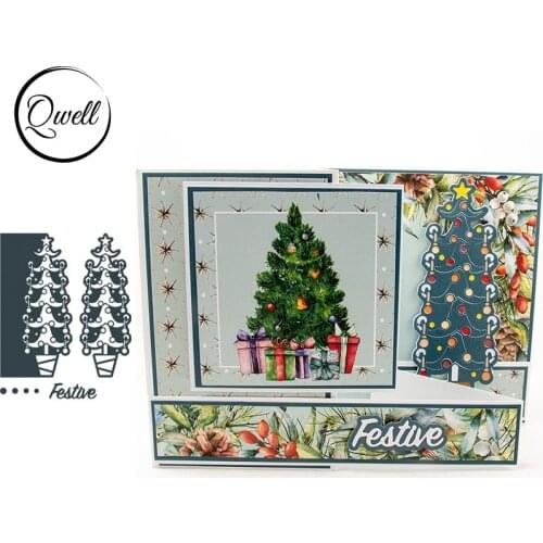 QWELL Christmas Tree Borders Metal Cutting Dies for Scrapbooking and Card Making Paper Embossing Craft New 2019 die cuts
