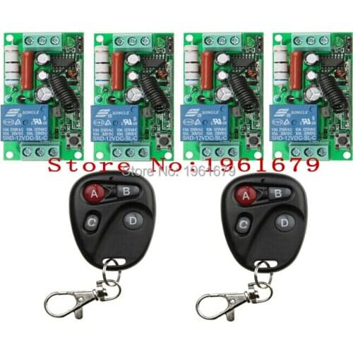 RF Wireless Remote Control AC 220 V 10 A 1 channel 4 * Receiver +2* Transmitter Learning code easy operation