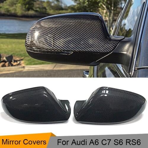 Carbon fiber replacement styling car side mirror covers trim for Audi A6 & S6 & RS6 2013-2014 (fit Not line assist)