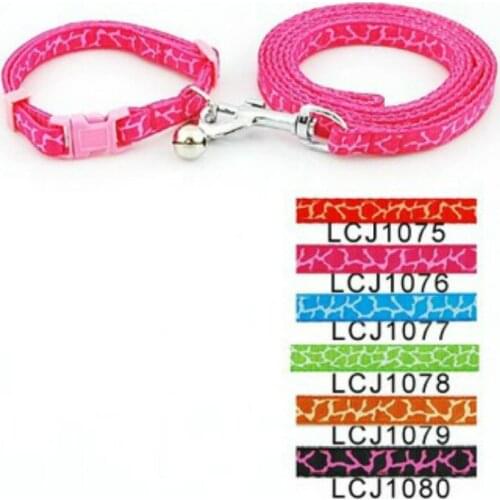 Pet Products Dog Supplies Leads Color Nylon 1cm Classic Pet Dog Giraffe Print Collar Leash Set (6 Colors) 12pcs/lot