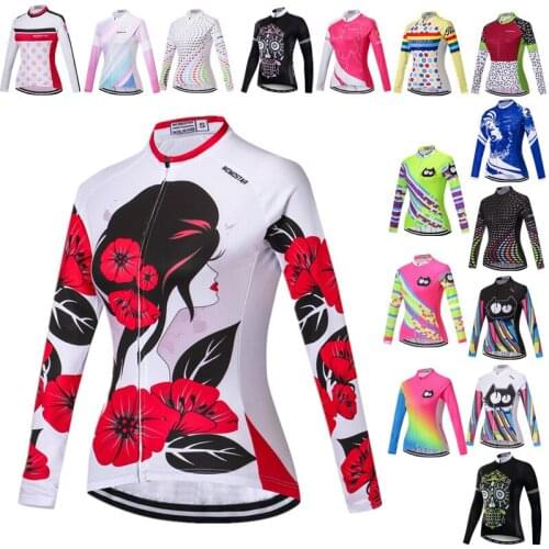 Weimostar Cycling Jersey Women Long Sleeve Cycling Clothing Tops Autumn Bike Jersey Tops Mountain Bicycle Jacket Road Cycle Wear