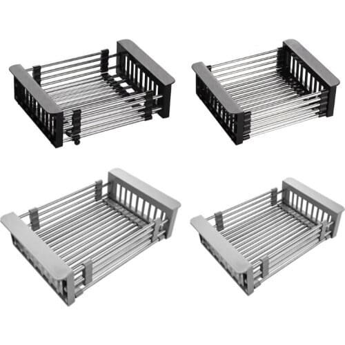 Stainless Steel Expandable Dish Drying Rack Telescopic Sink Drainer Filter Basket Adjustable Kitchen Drainage OrganizerStainless