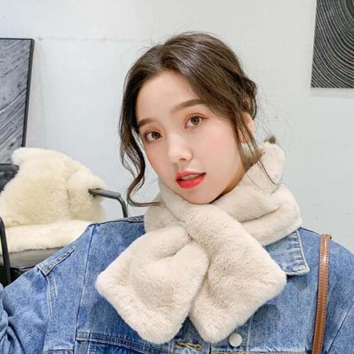 Japan South Korea Sweet Faux Wool Acrylic Scarf Fur Collar Female Autumn Winter Imitation Fur All-Match Plush Collar N35