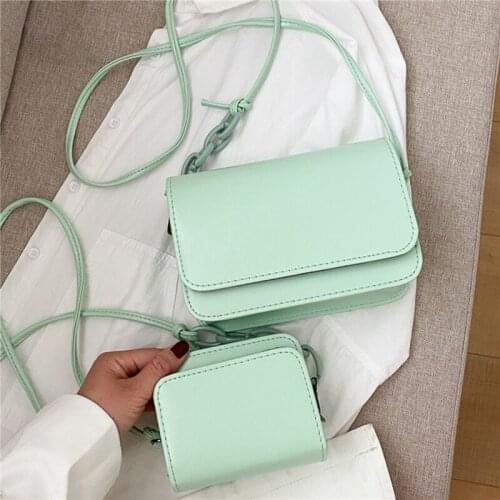 Candy Color Women Shoulder bag Chain PU Shoulder Bag Crossbody Female Messenger Trendy Ladies Bag Casual Girl Mini Bag