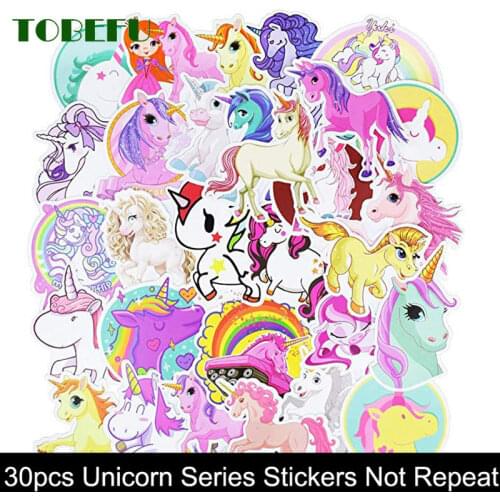 30Pcs Cute Anime Dream Childrens Cartoon Unicorn Series Stickers for DIY Travel Case Laptop Bicycle Fridge Car Kids Gifts