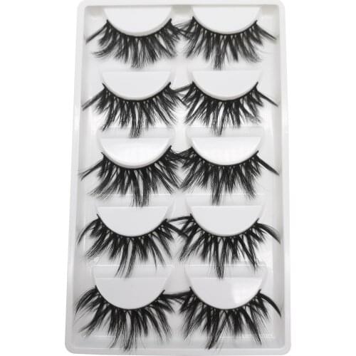 AINIFLY 5 Pairs of Artificial False Eyelashes Slender and Fluffy Dramatic Eyelashes Thick and Naturally Long Handmade Eyelashes