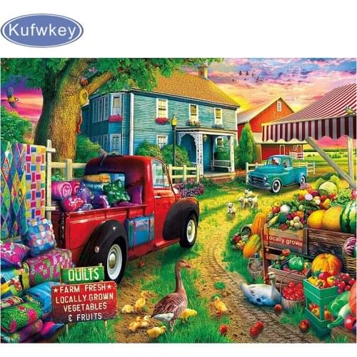 Volledige vierkante/ ronde diamant 5D DIY Diamond Painting "farm landscape" Diamond geborduurd Diamond Mosaic Home Decor