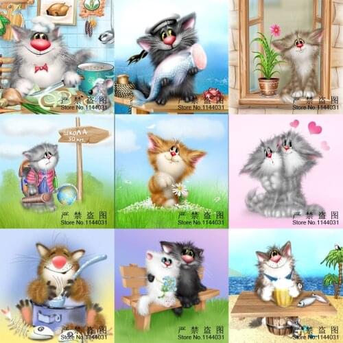 Needlework 5D Diy Diamond Painting Lovely Cat Pictures 3D Diamond Embroidery Home Decor Full Square Dill Animals Crafts