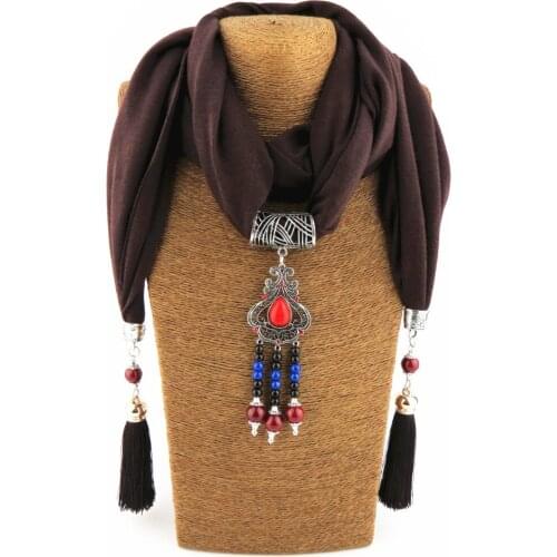 Bijoux Fashion Ethnic Necklace For Women Multicolor Ceramic Beads Statement Scarf Necklaces Bohemian Jewelry WF19