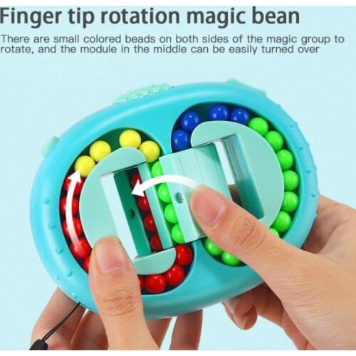 Children Intellectual Finger Burger Little Magical Bean Cube Double-sided Rotating Stress Relief Cube Fingertip Magical Bean Toy
