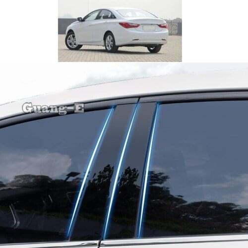For Hyundai Sonata 8Th 2010 2011 2012-2014 Car PC Material Pillar Post Cover Door Trim Window Piano Black Molding Sticker Plate