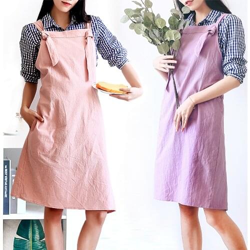 Nordic Simple Florist Apron Cotton Linen Gardening Coffee shops kitchen pinafore For Cooking Baking Restaurant Apron Korea