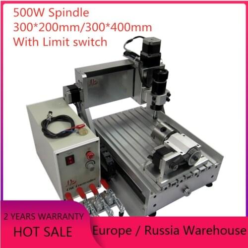 CNC Router 3040 4axis Metal Wood Pcb Engraver Engraving Machine 500w Spindle CNC 3020 for Milling Plastic with Limit Switch