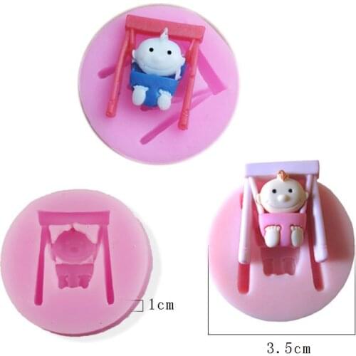 Tool The Silicone DIY Double Sugar Cake Chocolate Mould Baby Swing Fondant Silicon Mold Free Shipping