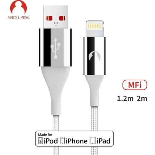 Snowkids MFi Cable 2pcs/lot for iPhone X8765 XR XsMax Data Sync Charger for Lightning to USB Compatible Up to iOS12 1.2m 2m