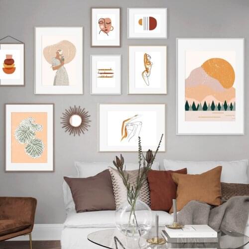 Girl Body Geometry Curve Abstract Retro Wall Art Canvas Painting For Living Room Decor Nordic Posters And Prints Wall Pictures