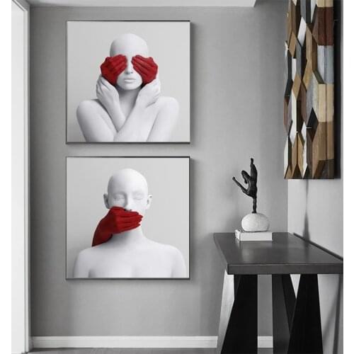 American Anxiety Expression Canvas Painting Bare Headless Woman Poster and Printmaking Wall Art Print Canvas Living Room Decor