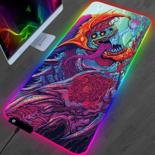RGB CS GO Hyper Beast Mouse Pad Gamer PC Completo Desk Mat Gaming Accessories Varmilo Keyboard Large XXL LED Computer LOL Table