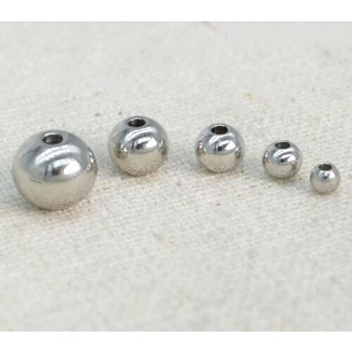 100 PCS 3mm 4mm 5mm 6mm 8mm Metal Stainless Steel Round Beads DIY Hole Beads For Jewelry Making