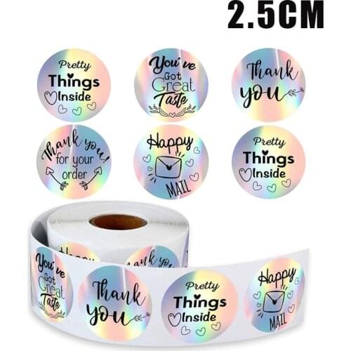 100-500PCS Round Thank You Label Stickers Thank You for your order Adhestive Stickers Gift Envelope Sealing Shipping Mail Labels