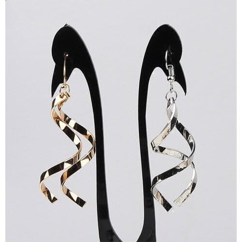 Brass Electroplated Jewelry Accessories DIY handmade Korean version of the long large wave earrings accessories materials