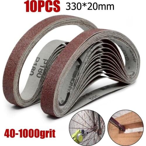 10pcs 20*330mm Sanding Belt 40-1000Grit Grinding And Polishing For Angle Grinder Wood Soft Metal Polishing Abrasive Tools