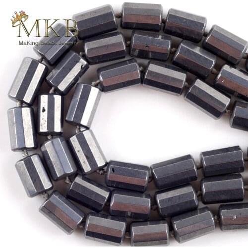 Natural Titanium Magnet Faceted Stone Column Beads For Jewelry Making 5*10mm Spacer Loose Beads DIY Handmade Jewellery 15"
