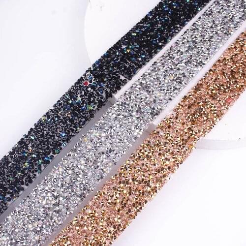 Many Colors Rhinestones Banding Ribbon Silver Rhinestones Trim Band Belt Rhinestone For Clothes Chain Tap Trimming DIY chains