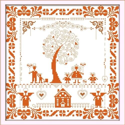 Happy tree cross stitch kit cartoon girl 14ct 18ct canvas cotton floss thread embroidery DIY handmade needlework plus