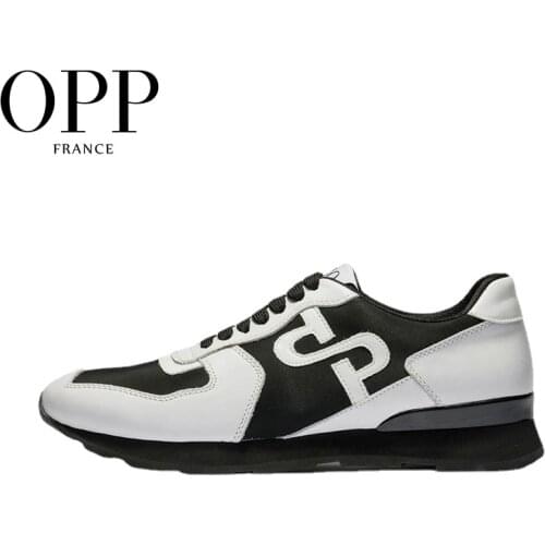 OPP Mens Shoes Lace-up Flats Fashion Shoes Genuine Leather Sneakers Casual Footwear Running Men Black Shoes