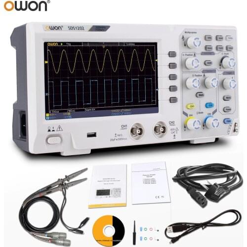 OWON SDS1202 Digital Oscilloscope 2 Channels 200Mhz Bandwidth 1GSa/s 7'' Handheld LCD Display Portable USB Storage Oscilloscopes