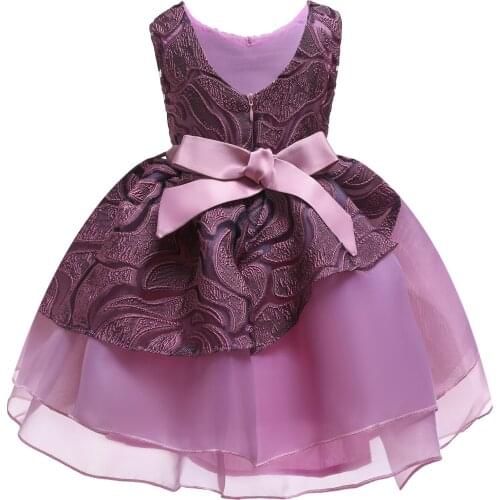 3 4 5 6 7 8 Years Girls Dresses for Party and Wedding Fashion Bow Sleeveless Splice Princess Dress Kids Evening Dresses Summer